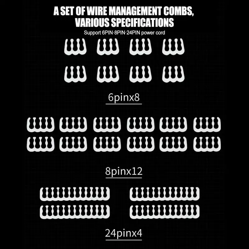 24Pcs/Set CableComb Clamp Cables Clip Organizer ATX 24Pin CPU 8Pin 6Pin Computer Wire Management Clip Sleeved Cable Manager