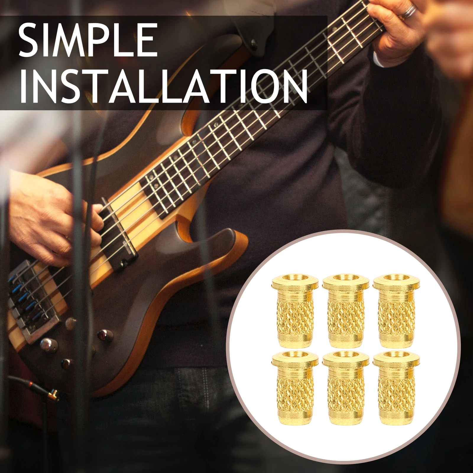 

6Pcs Durable Guitar String Ferrules Electric Guitar Metal Caps String Retainers for Repair Bridge Through Body