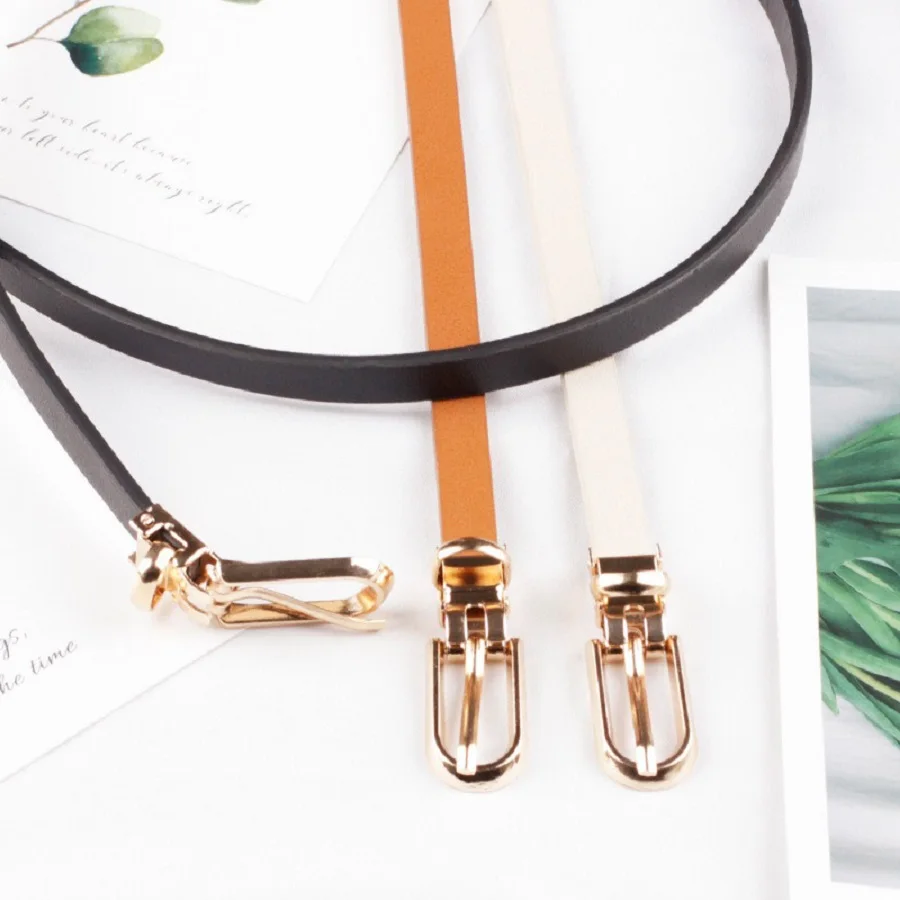 PU Leather Women Thin Belt Simple Solid Color Versatile Pin Buckle Thin Belt Dress Decoration Women Designer Belts NXD00