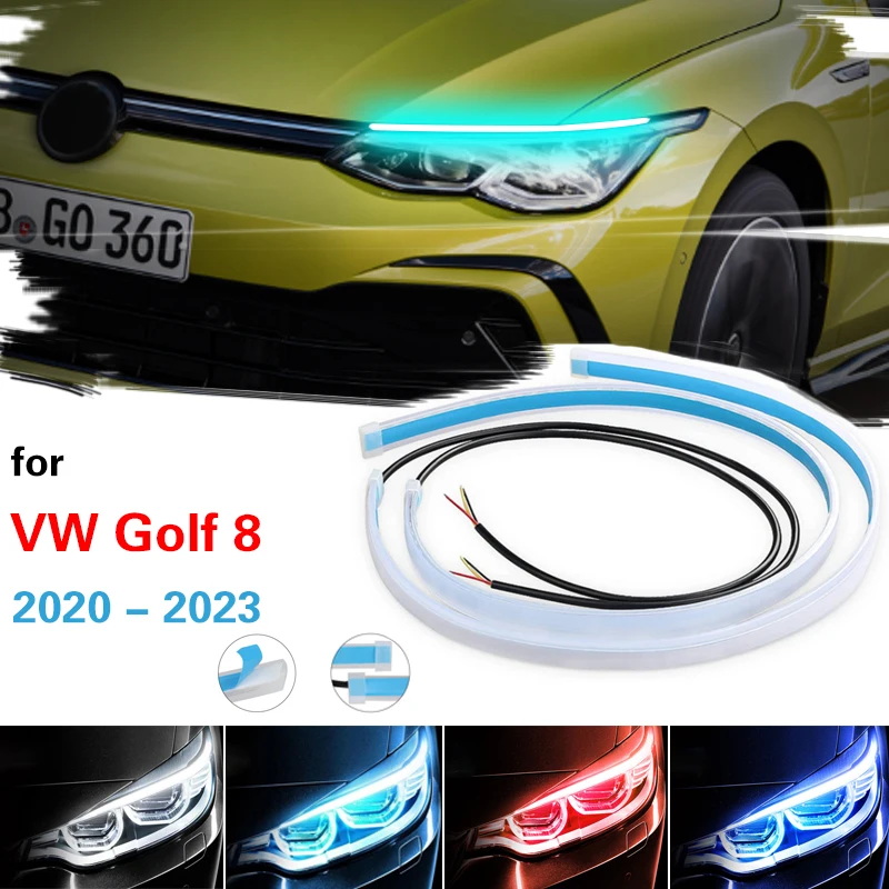 

Ultra Thin 1pair Bright Flexible DRL LED Strip Turn Signal Sequential LED Daytime Running Lights for VW Golf 2020-2023 Headlight