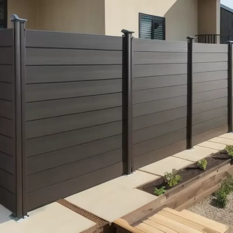 Full Set Modern Grey Waterproof Wpc Wall Fencing Wood Composite Fence Slats Panels for Exterior Garden