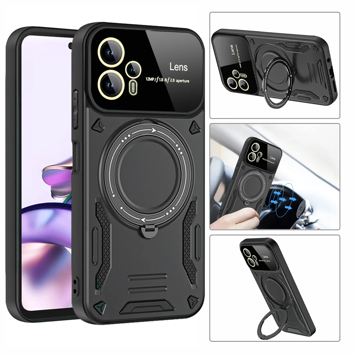 Armadura magnética a prueba de golpes, funda de teléfono con soporte para Motolola G84 G60 G54 G53 G34 G32 G30 G24 G22 G20 G14 G13 G10 G04 E22 E20 E13