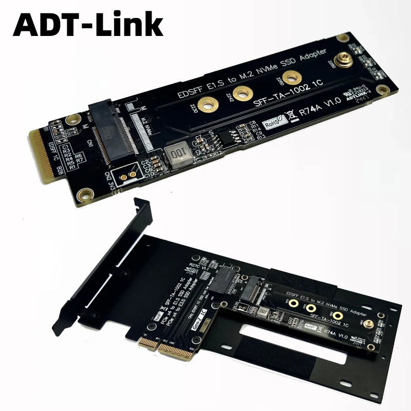 

PCIe 5.0 x4 NVMe M.2 SSD to EDSFF E1.S Adapter Extension Riser Card EDSFF E1.S to M.2 NGFF(2230) SSD GEN5 1U Корпус серверного корпуса