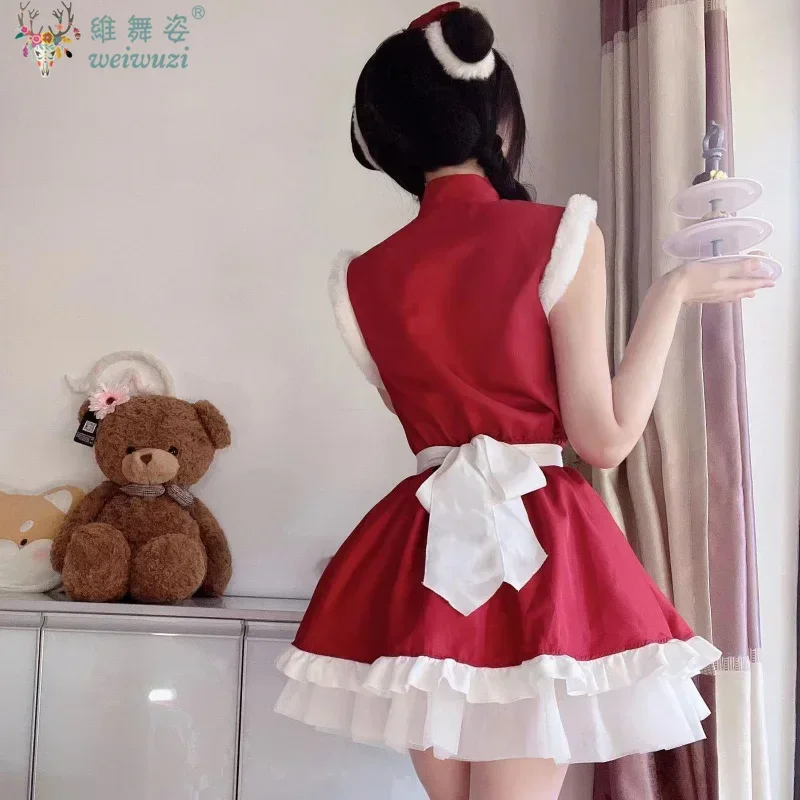Conjunto de Cosplay de escenario de Navidad, traje de presentador de transmisión en vivo de celebridades de Internet, bata de Navidad dulce y bonita de Lolita