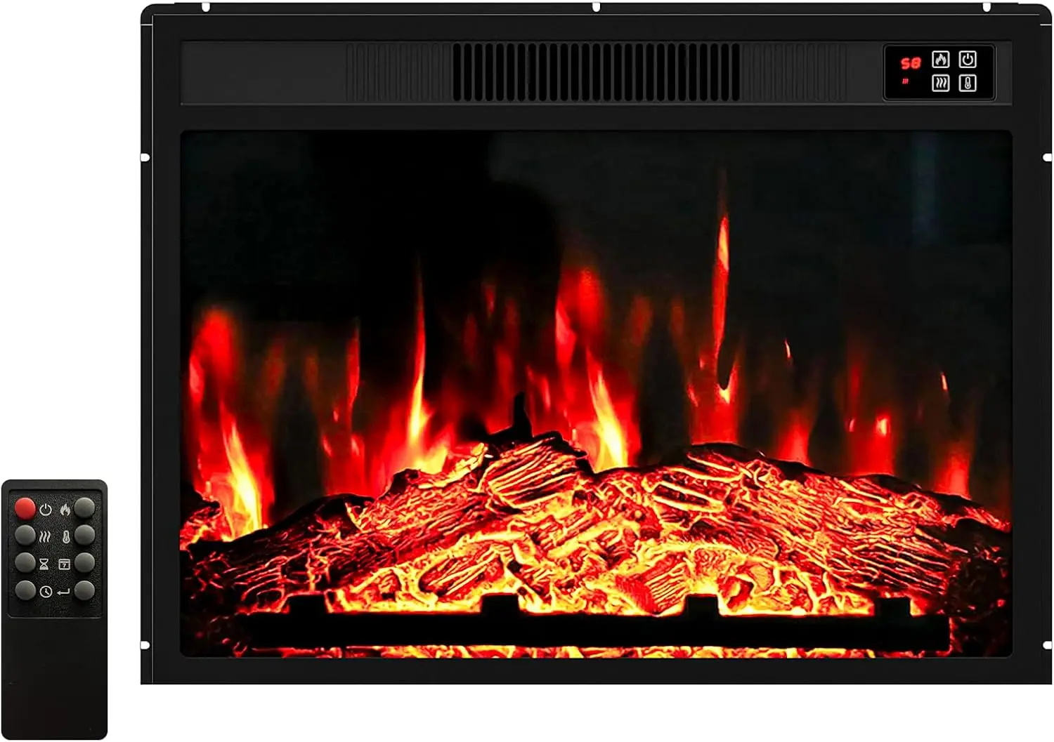 

Electric Fireplace Insert 23inches 1500W Recessed Fireplace Heater with Remote Control Adjustable Flame Brightness