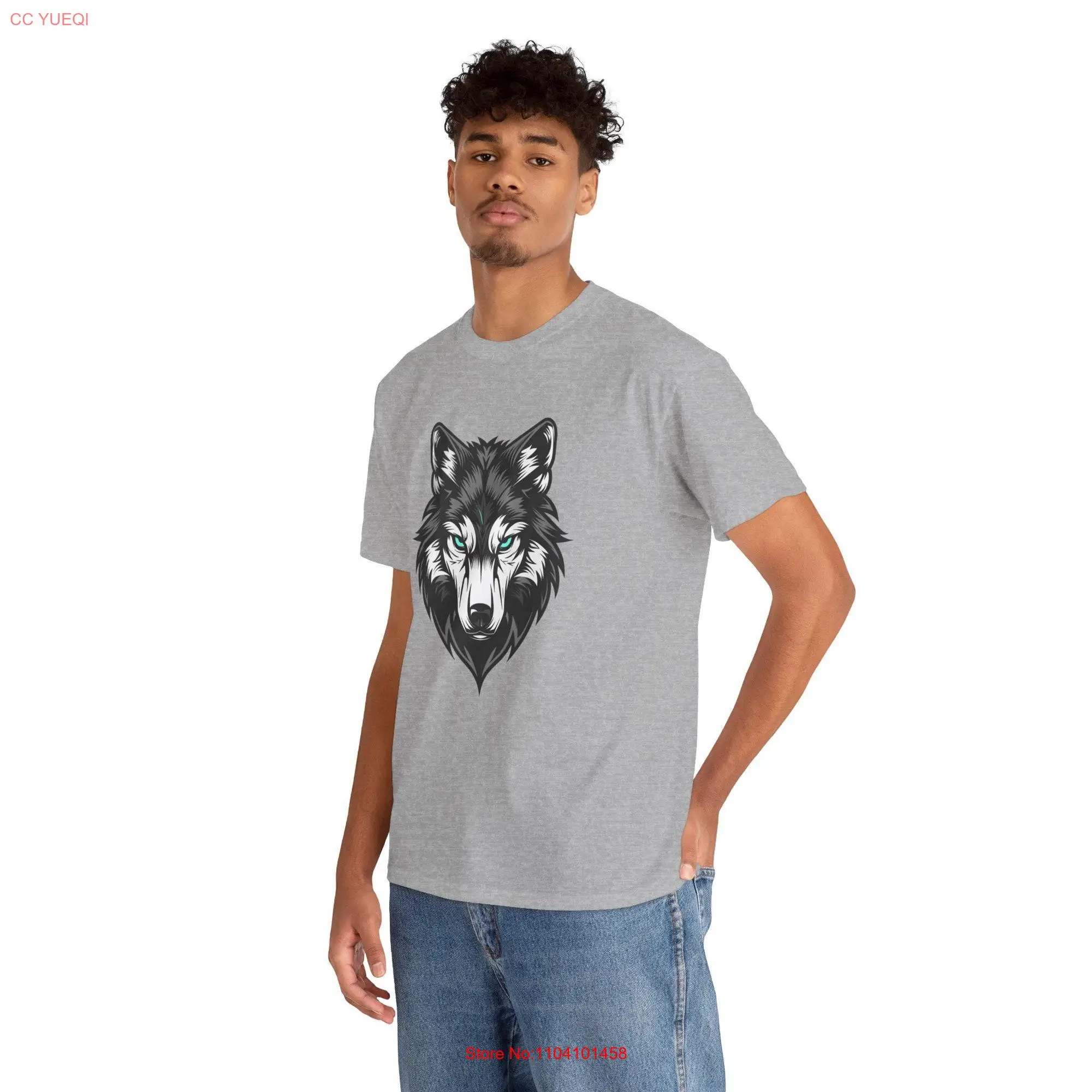 Wolf Head T Shirt Bold Design Classic Animal Print Cool Stylish Artistic Unique Art long or short sleeves