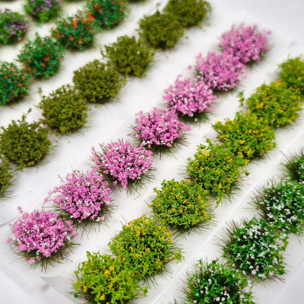 49Pcs Miniature Flower Cluster Colorful Flowers Vegetation Groups Static Grass Tufts For DIY Craft Train Landscaor Scenery Model