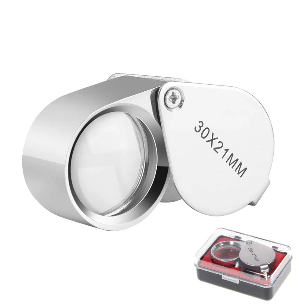 Pocket Jewelry Magnifying Glass 10x 20x 30x Folding Loupe Magnifier Mini Diamond Lupa Lens Glass Jewelers Tool Reading Glasses