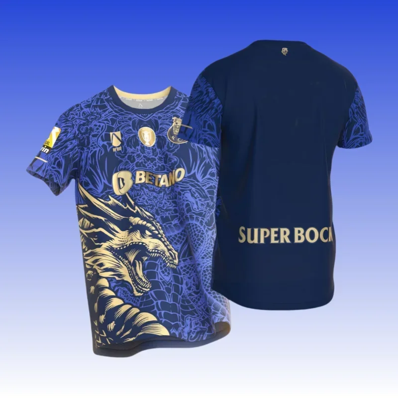 

Летняя модная футбольная майка для мальчиков и девочек, одежда специального выпуска, синяя ретро-майка Porto, дышащая быстросохнущая футболка большого размера