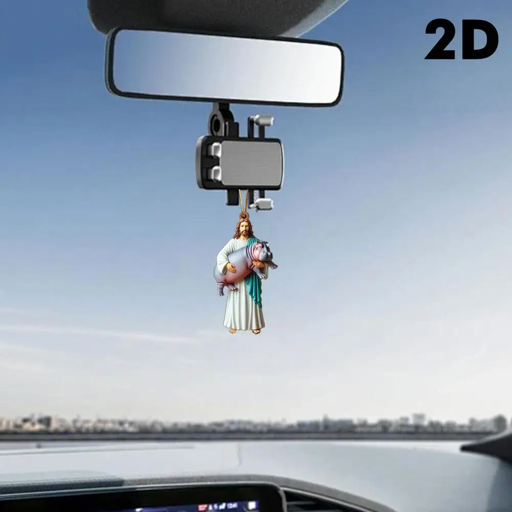 2D شقة الاكريليك سيارة مرآة الرؤية الخلفية قلادة تصميم فريد سيارة اكسسوارات أنيقة للأصدقاء والعائلة كهدايا عيد ميلاد B8W3 #5