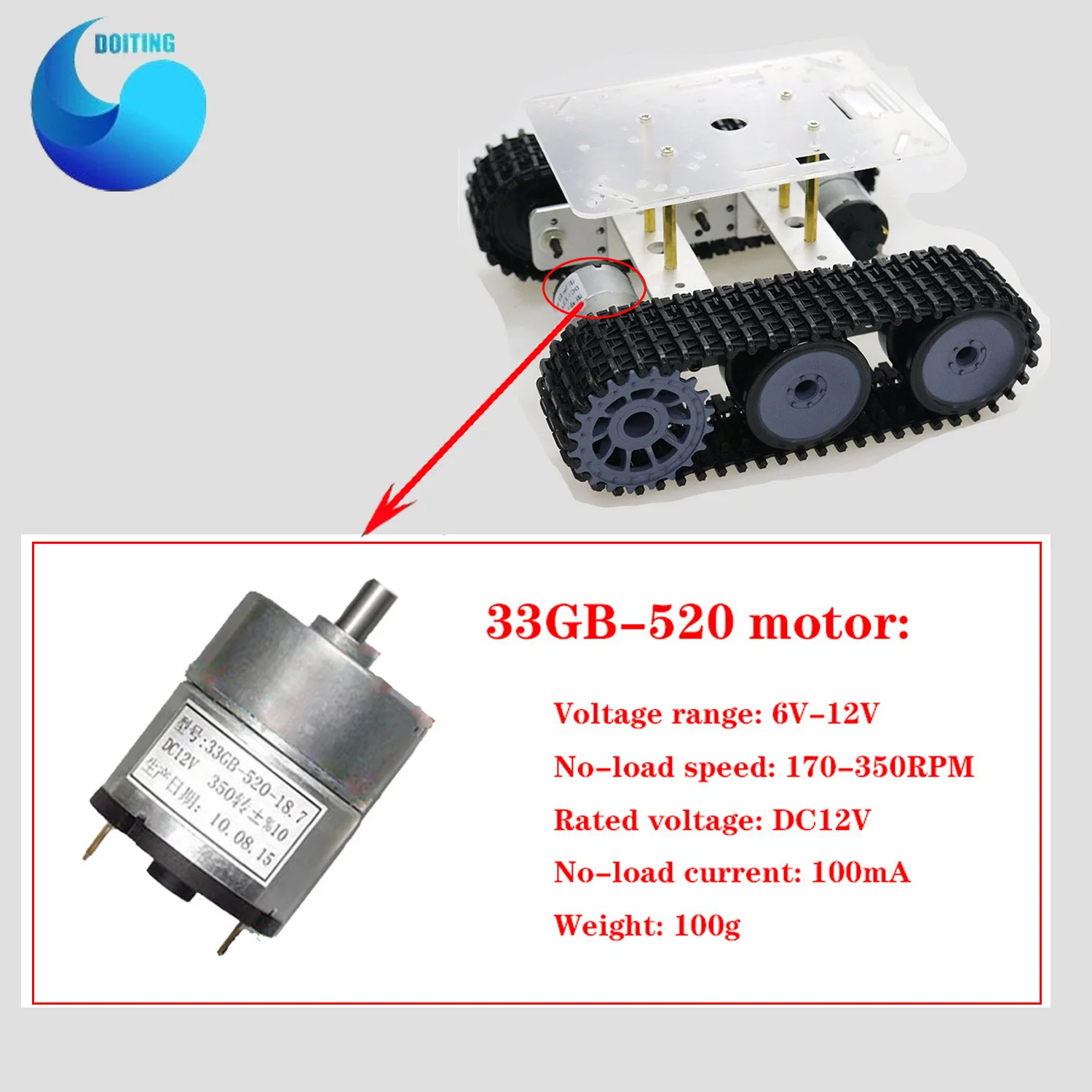 RC Metall Roboter Tank Chassis Mini TP100 Crawler Caterpillar Kettenfahrzeug mit Kunststoffschiene für Arduino DIY Lernset