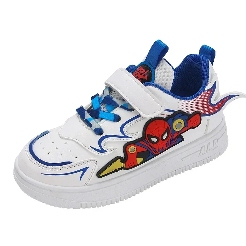 Disney Cartoon Spiderman Children Casual Sports Shoes Kids Trend Small White Shoes Spring Autumn Fashion Breathable Sneakers