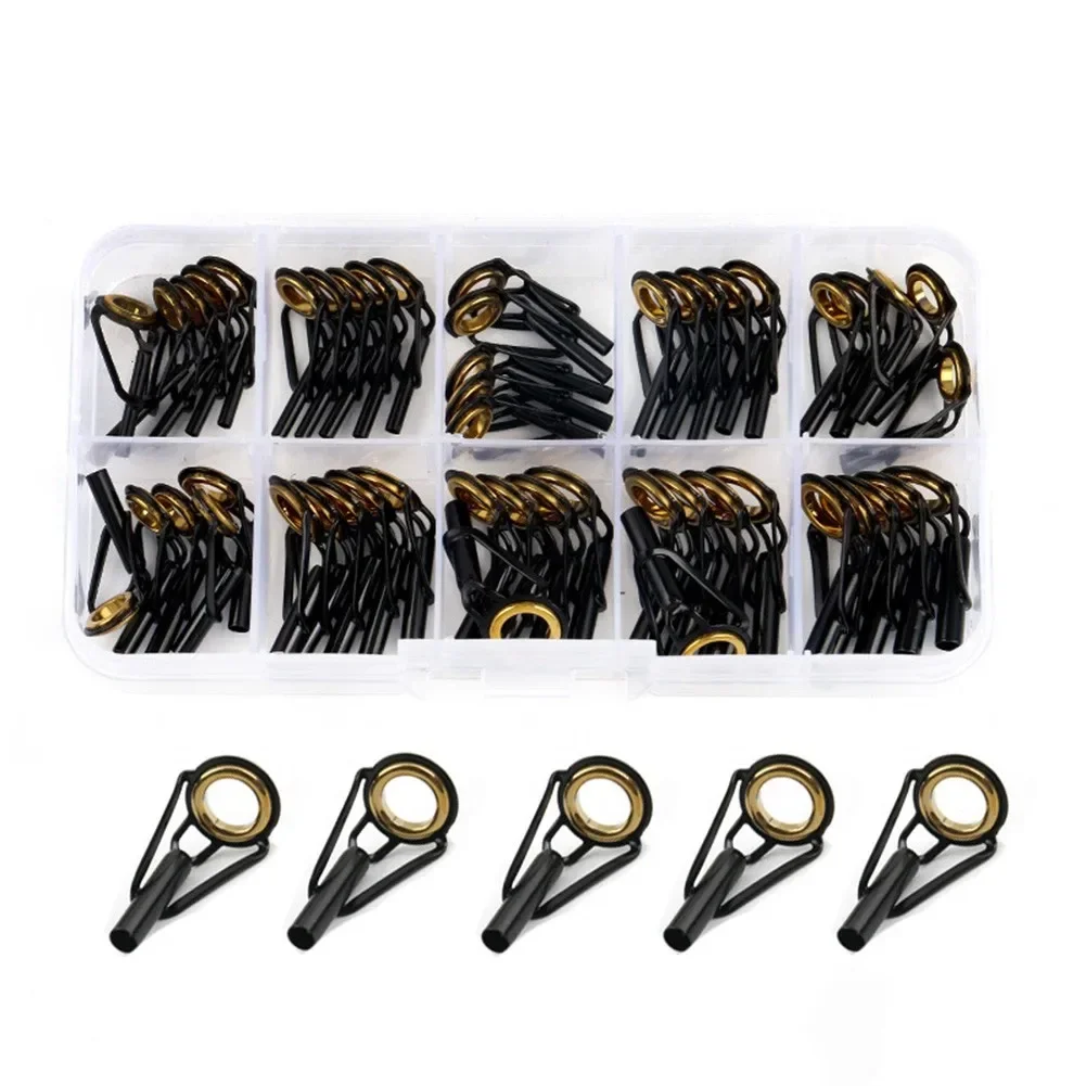 

5-50pcs Fishing Rod Guides Tips Top Eye Rings Line Repair Kit 10 Sizes Set Stainless Steel Ceramic Fish Pole Parts Pesca Tackle