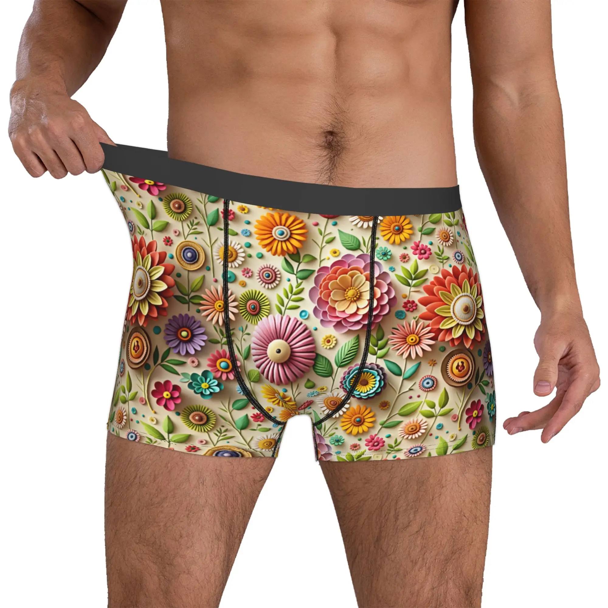 Fashion Trend 3D Flowers Boxers Shorts Men's Luxury High 3D Floral Briefs Underwear Fashion Underpants