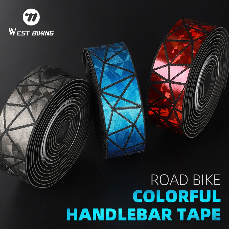 WEST BIKING Road Bicycle Soft Handlebar Tape PU+EVA Anti-slip Bike Handlebar Tape Shock Absorption Cycling Wrap End Plug