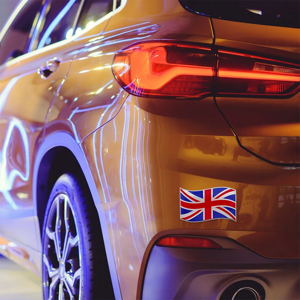 2Pcs Flag Shape Car Stickers Aluminum Metal Decals Waterproof for Cars Trucks Motorcycles Easy Install Uk Flag Automotive