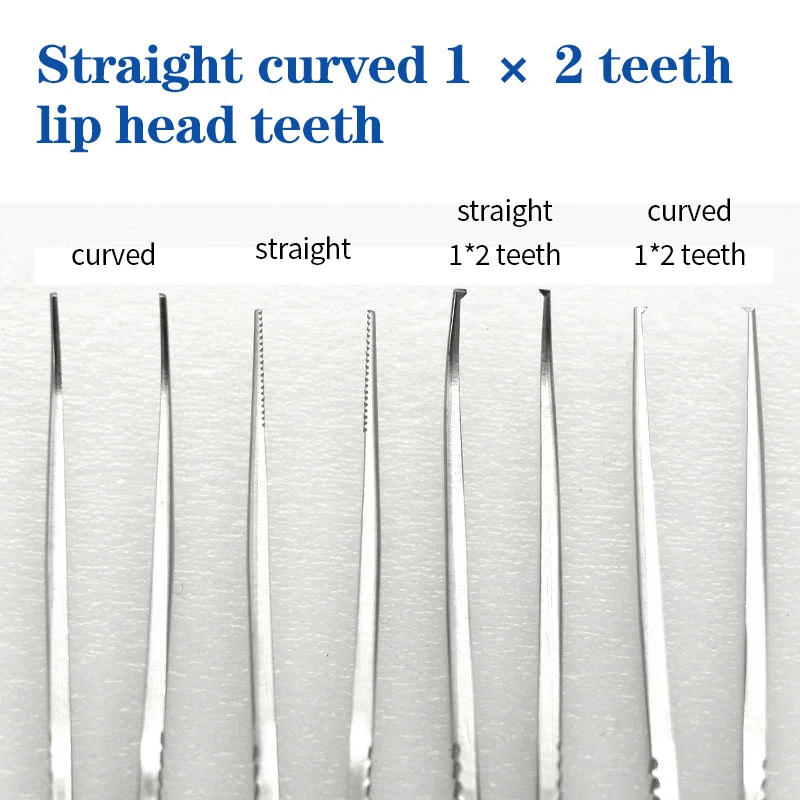 Surgical microscope, ophthalmic tweezers, 10cm straight bend, toothless medical stainless steel tweezers