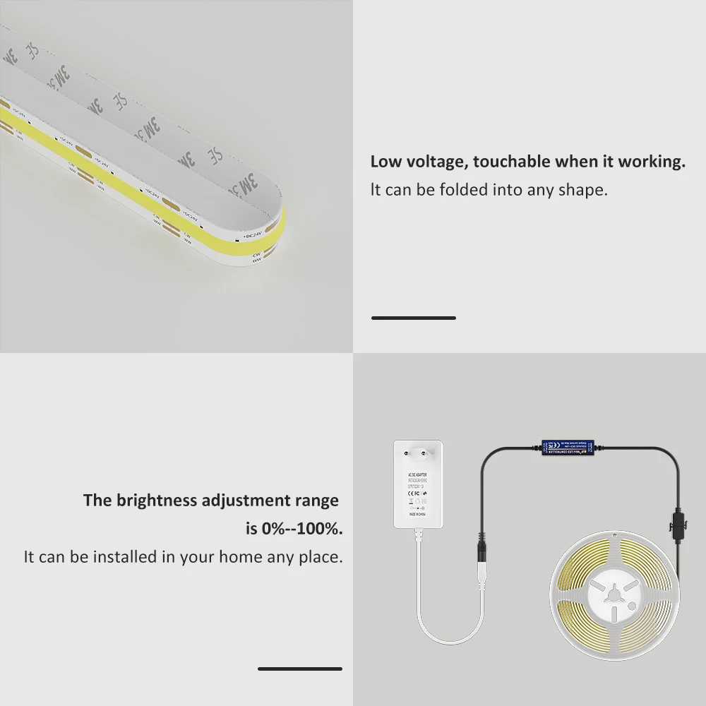 Gingsow cob cct led streifen licht dc 24v 120leds/m farbe warmes kühles licht flexible hoch dichte lineare band beleuchtung raum dekor