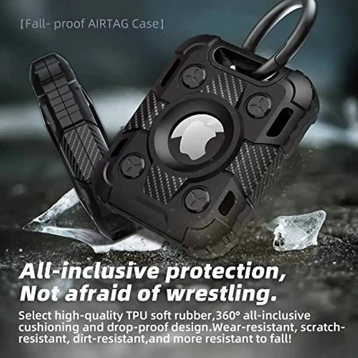 Case For Airtag with Keychain, Shockproof AirTag Holder,Anti-Scratch AirTag Cover Tracker Key Ring Dog Collar AirTag Protector