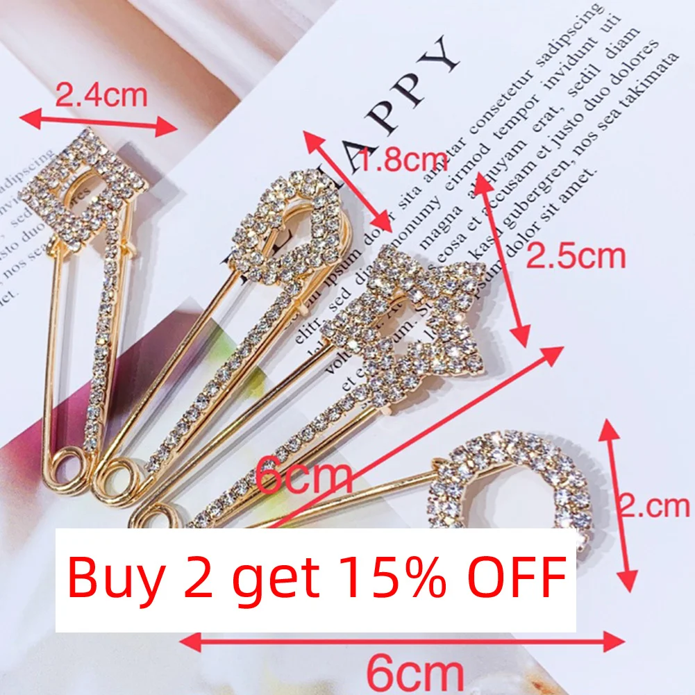 Big Geometric Crystal Brooches For Women Cardigan Buckles Excellent Rhinestone Brooch Pin Anti Exposure Buttons For Suit