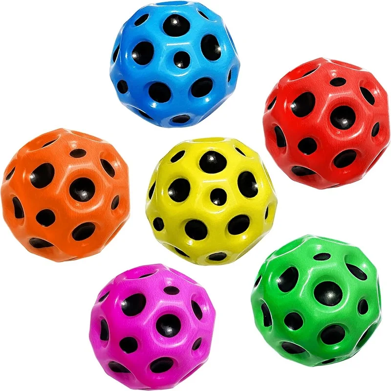 High Resilience Hole Ball Soft Bouncy Ball Anti-fall Moon Shape Porous Bouncy Ball Kids Outdoor Sport Toy Ergonomic Squeeze Ball