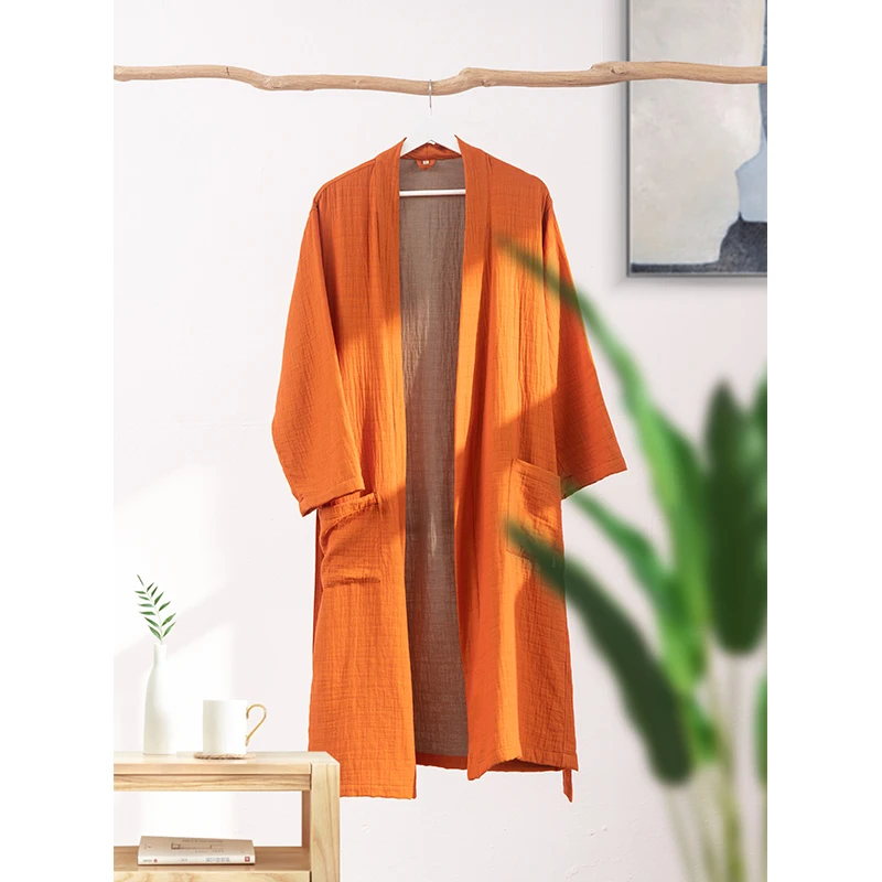 Absorbent Cotton Bathrobes for Men and Women, Breathable Nightgowns, Skin-Friendly Loungewear, Hotel