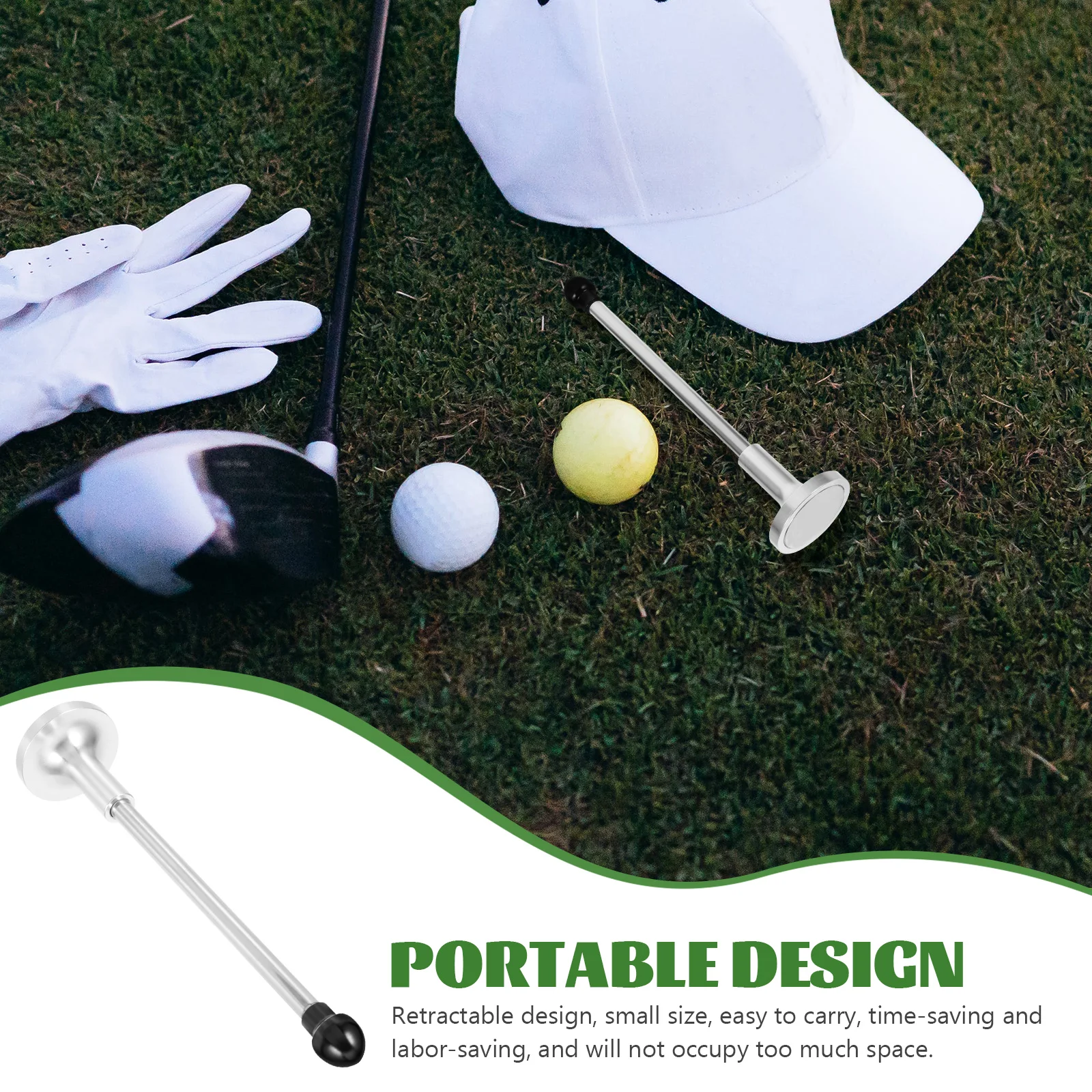 

Golf Chipping Training Aid Adjustable Alignment Rod Black Stainless Steel Retractable Design Durable Practice Tool For Beginners