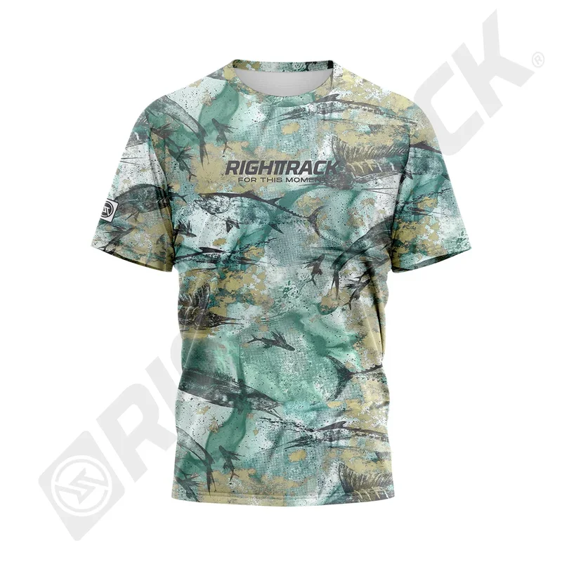 New RightTrack Logo Short Sleeve T-shirt Fishing Clothing Running Climbing Camping Hiking Mesh Angling Unisex Casual Apparel