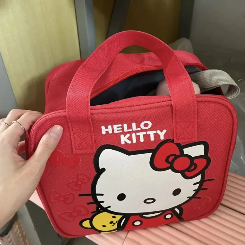

Hello Kitty Cosmetic Bag Cute Cartoon Printing Pattern Large Size Handbag Fashion Delicate Personality Trend Canvas Storage Bag
