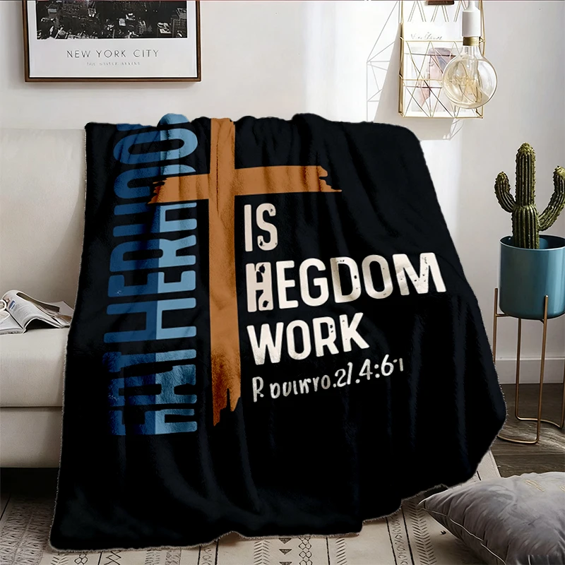 Fatherhood Is Kingdom Work Flannel Blanket Gift for Dad Christian Flannel Throw Cozy Blanket Warm Blanket
