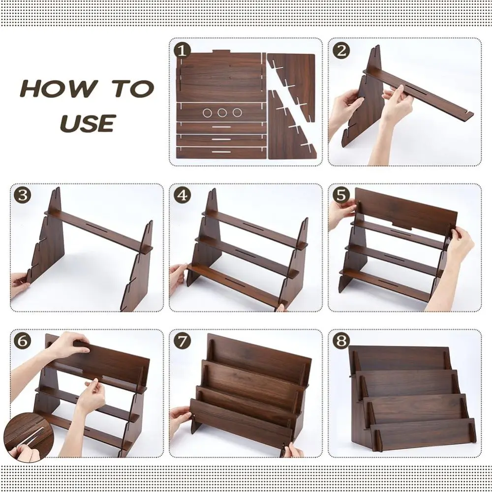 2/3/4 Tiers Greeting Card Display Stand Wooden Space Saving Postcard Display Holder Vertical Design Multi-Functional