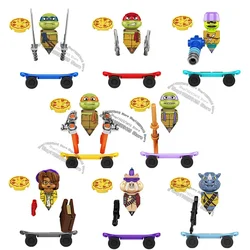 KF6196 KF6125 TMNT Anime Bricks Action Toy Fig Ninja Turtle Bricks Leo Raph Don Doll Assemble Building Blocks Kids Toys