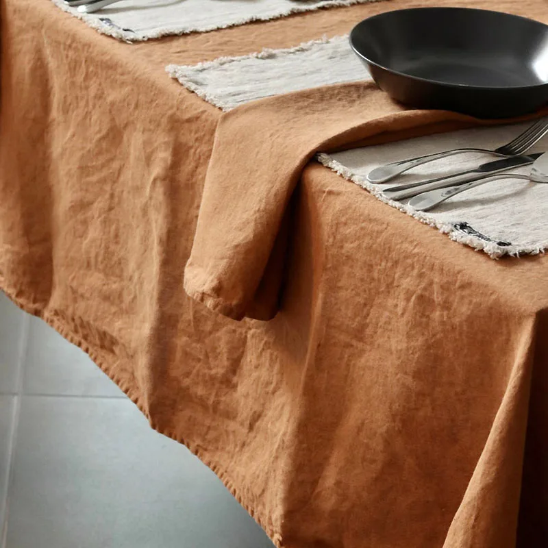 

100% Pure Linen Table Cloth Cover for Kitchen Dining Room Wedding Hotel Party Banquet Restaurant Tablecloth Tabletop Decoration