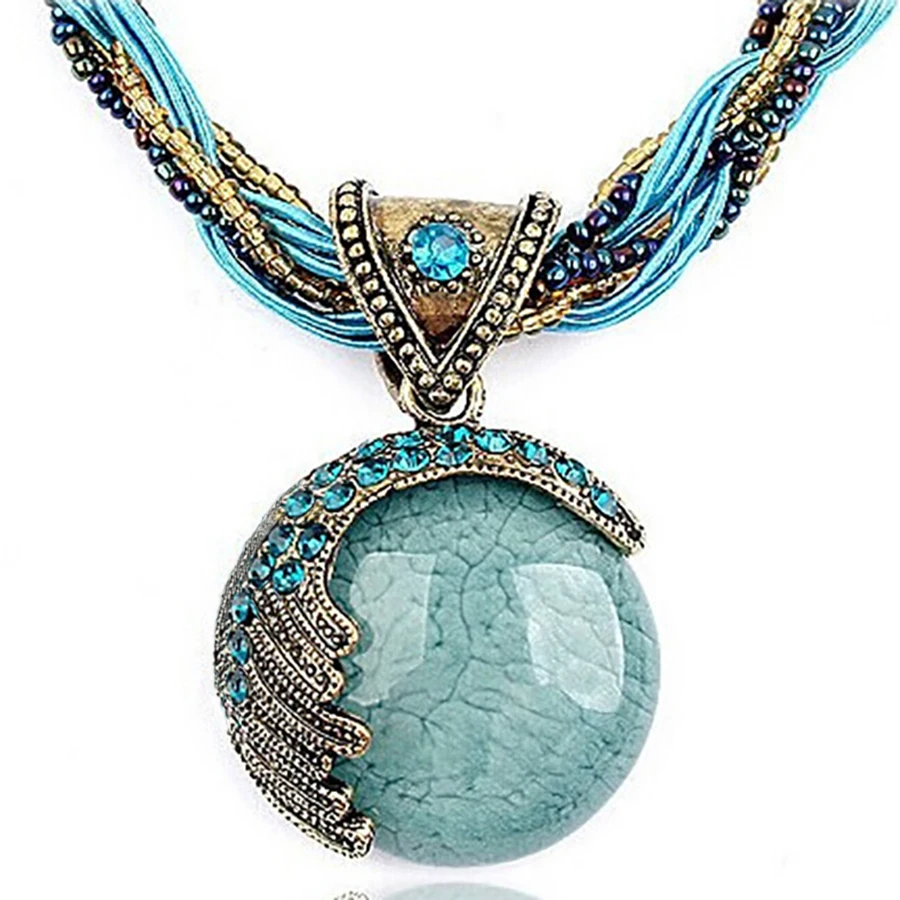 Collares con Colgante de Piedras Preciosas y Cuentas Multicapa, Estilo Boho, Joyería de Moda 2026, AN001