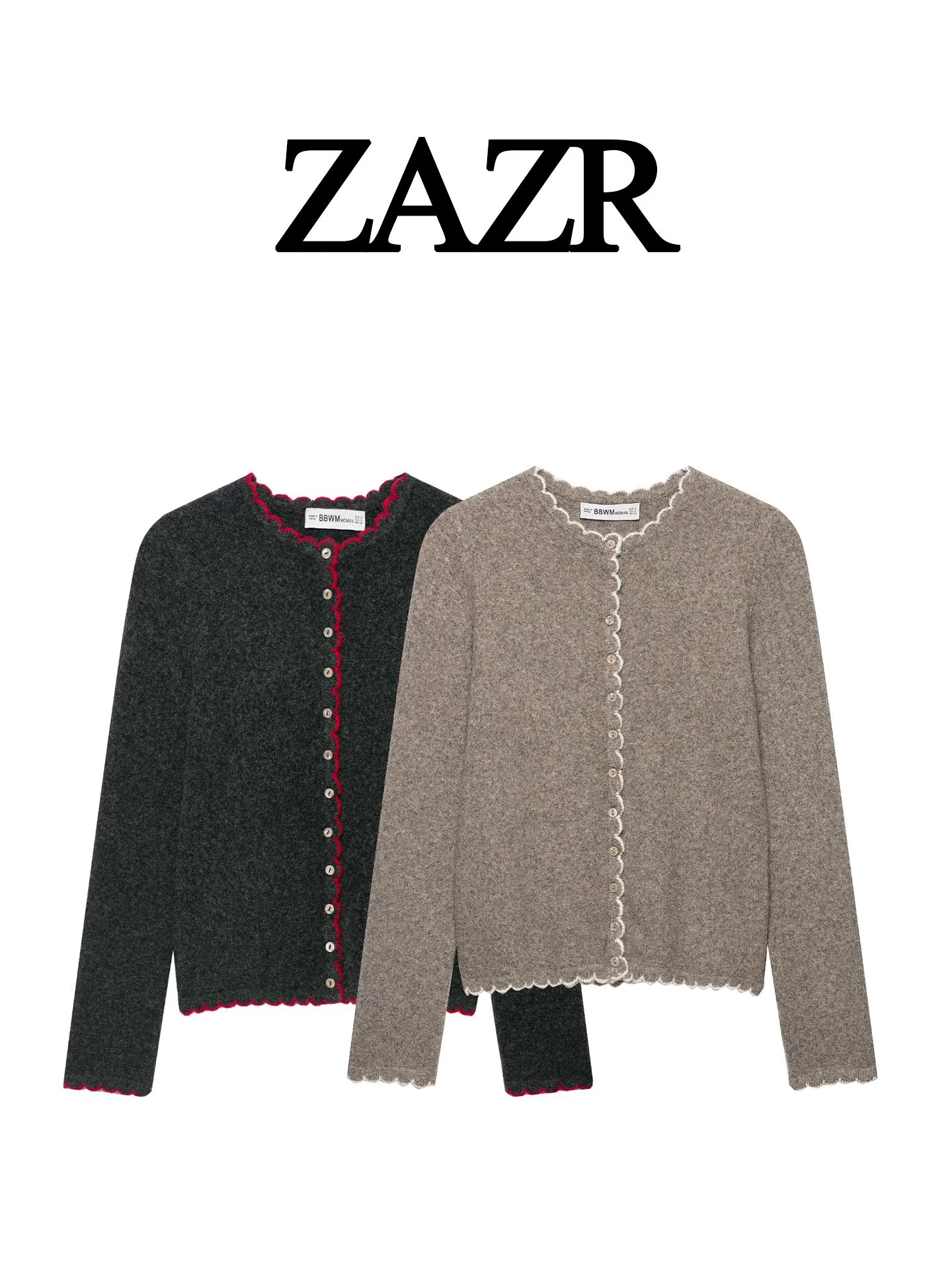 Fashionable Color Block Knitted Jacket Women's Open Cardigan Polyester Fiber Button Detail Autumn 2026 Season New Arrival