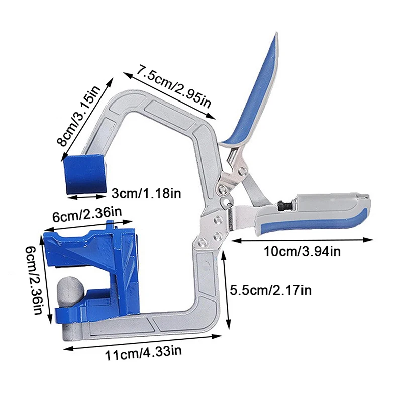 Abrazadera de esquina autoajustable de 90 grados, abrazadera de marco frontal, abrazadera de carpintería, abrazadera de ángulo recto rápido
