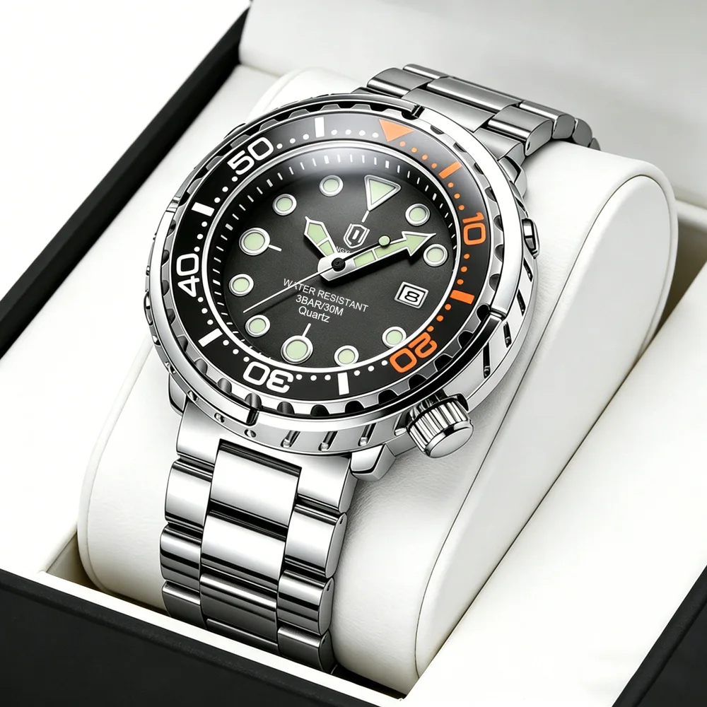 QINGXIYA cross-border special for men's quartz watch three-hand calendar watch sports waterproof luminous watch men