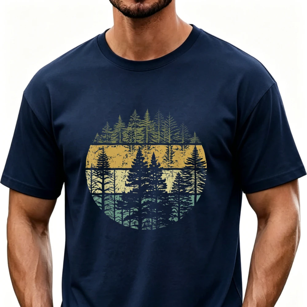 Men'S Fashion Evolution - Casual Short Sleeve Unisex Mountain Lake