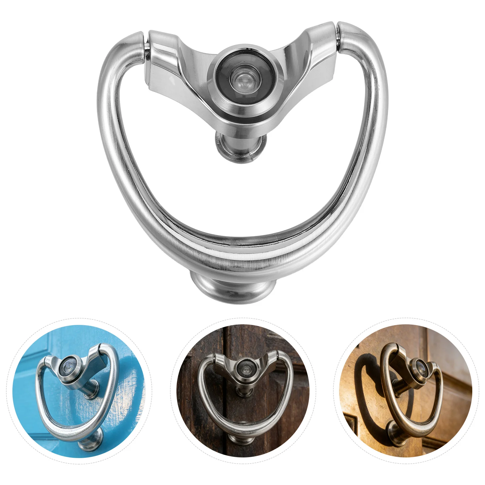 

1Set Decorative Door Knocker with Peephole Zinc Alloy Heavy Duty Ring Knocker for Front Entryway Garden Gate Hardware