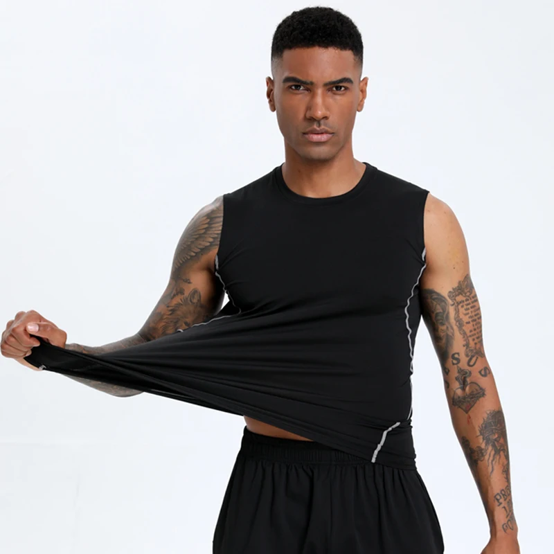 Men\'s Quick-Drying Compression Sport Tank Top Vest - Perfect for Basketball, Running & Cycling!