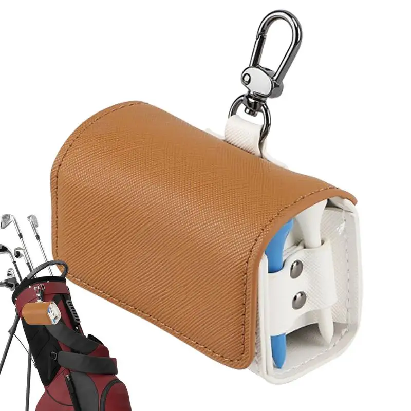 Golf Tee Pouch Water Proof Golf Ball Holder Golf Accessory Bag PU Leather Golf Bag Golf Ball Storage For Balls Daily Use Golf