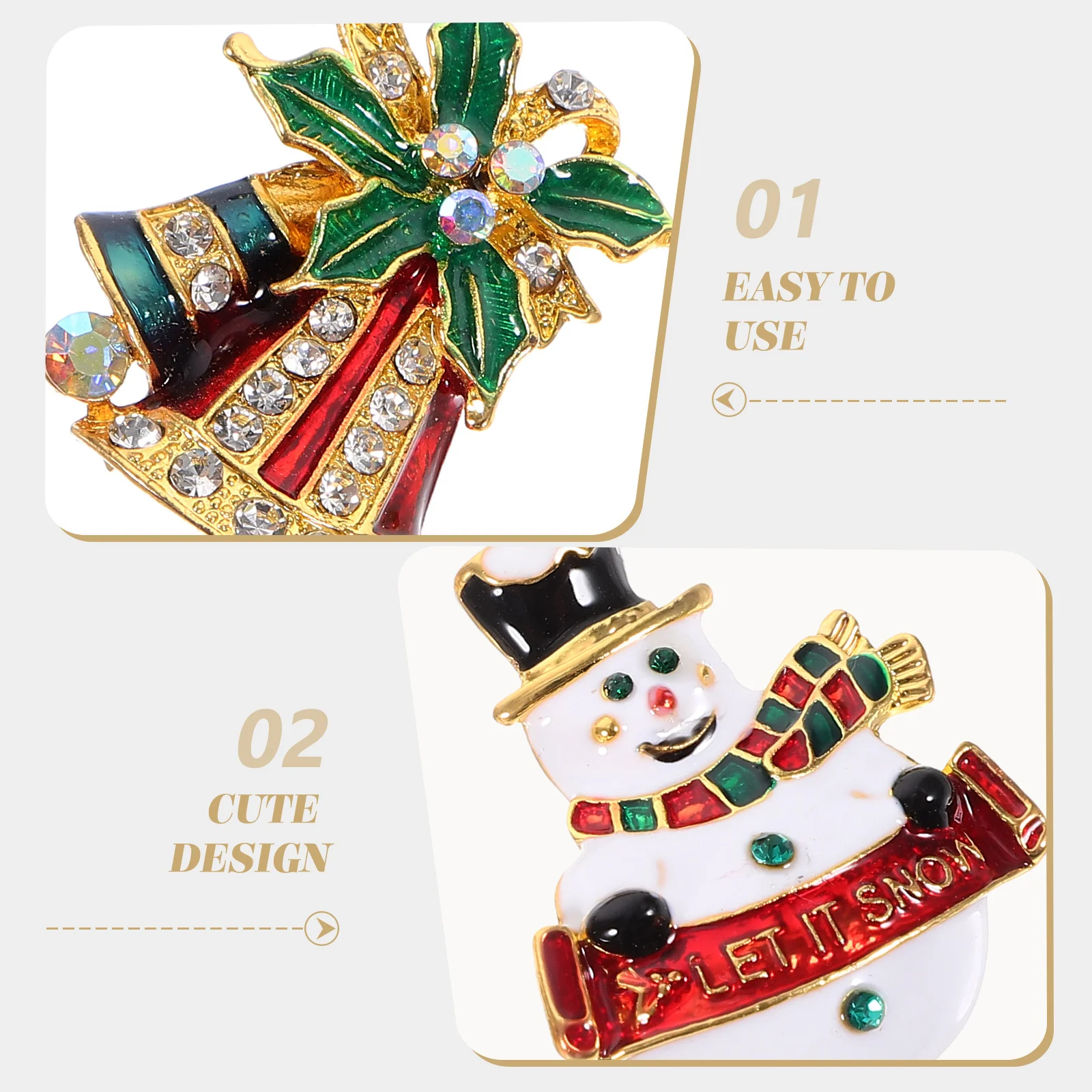 

4Pcs Set Christmas Brooch Rhinestone Pin Alloy Party Jewelry Clothing Xmas Gift Accessory Christmas Brooch Women Breastpin