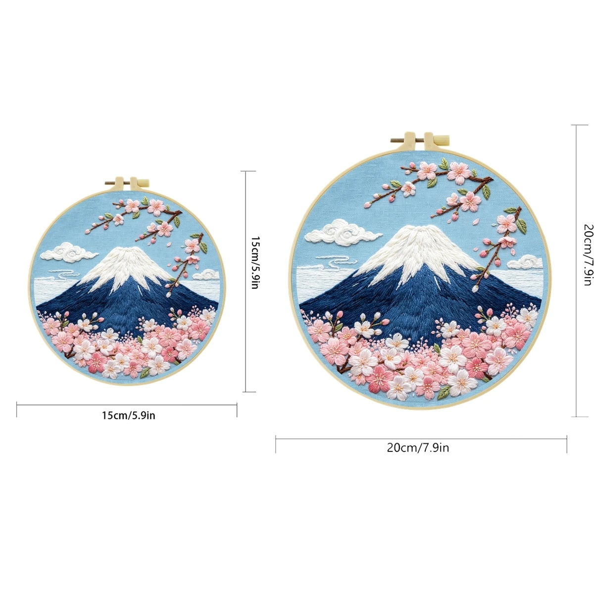 1 Set Kirschblüten-Fuji DIY-Stickerei-Set für Anfänger, Stick-Starter-Kit, Kreuzstich-Kunstgeschenk, Nadelarbeits-Bastelset – Detail 2