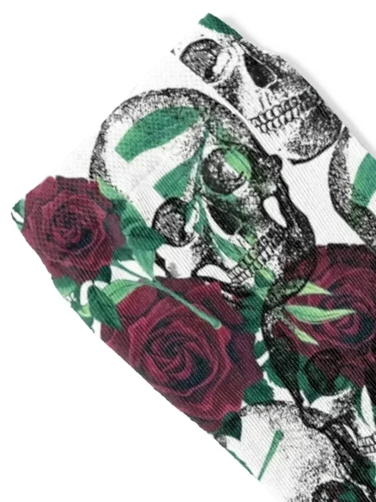 Skull and roses Socks sheer custom sports compression moving stockings Socks Male Women's