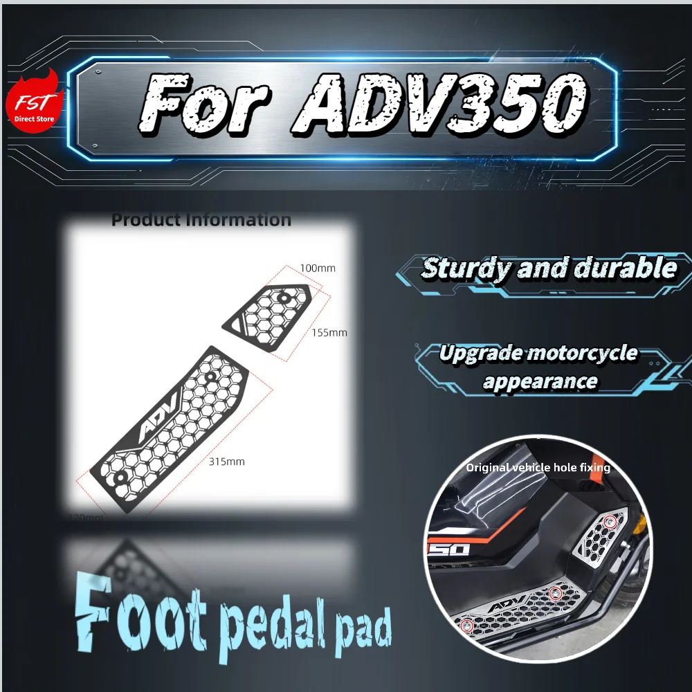 Fit  ADV350 Motorcycle Footboard Foot Pad Stainless Steel Anti Slip Wear Resistant Decorative Mat Parts