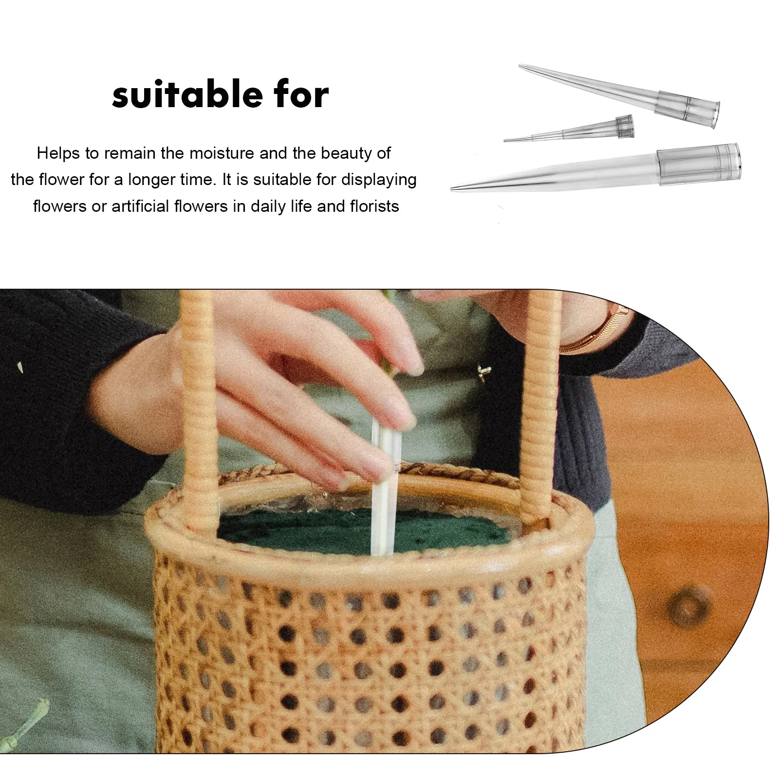 

60pcs Eternal Flower Fixer Transparent Plastic Tube For Diy Wedding Bouquet Floral Stem Water Tube Vials Simulation Fresh