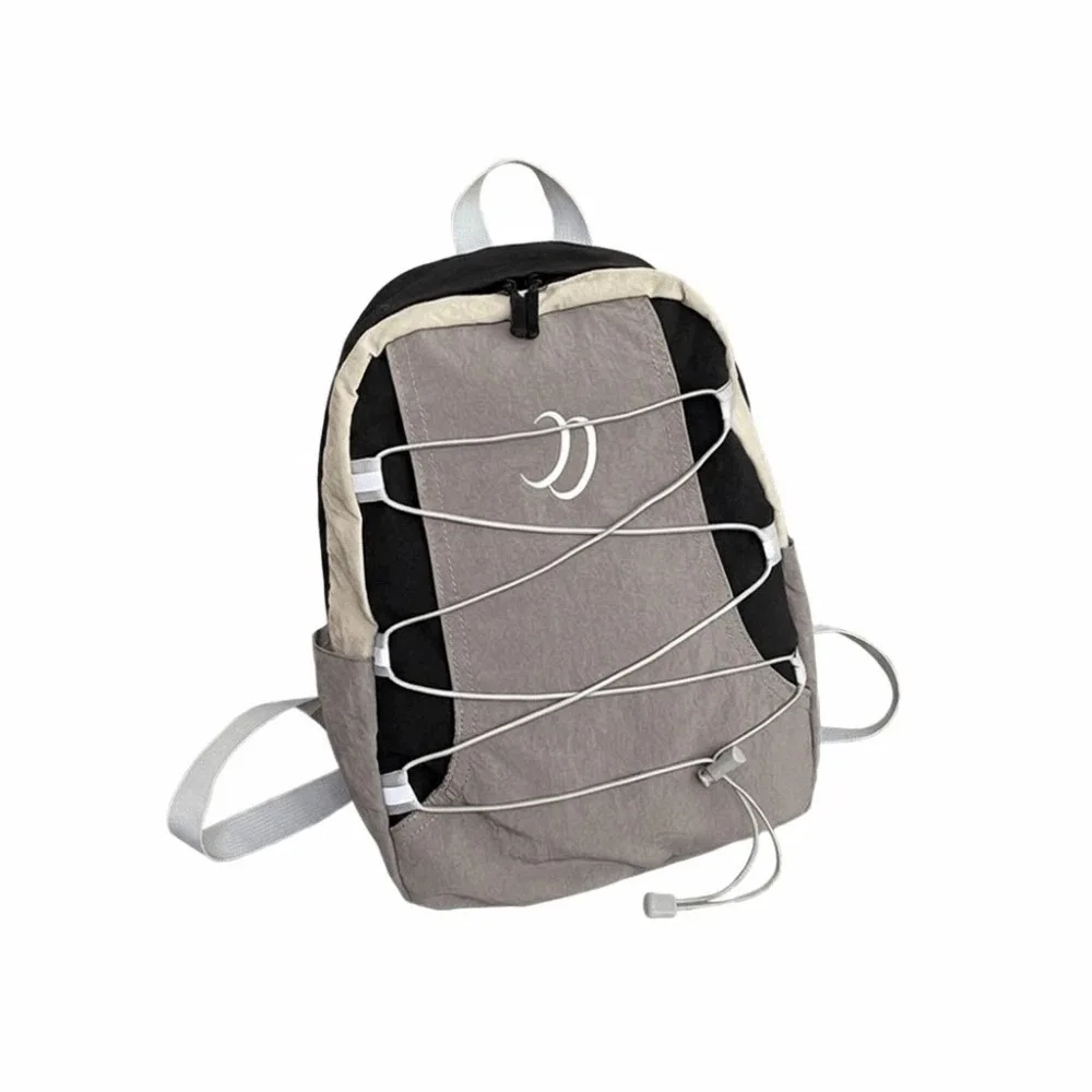 Patchwork Contrast Color Lightweight Backpack Y2k Japanese Style Nylon Shoulder Bags Streetwear Leisure Student Schoolbag Travel