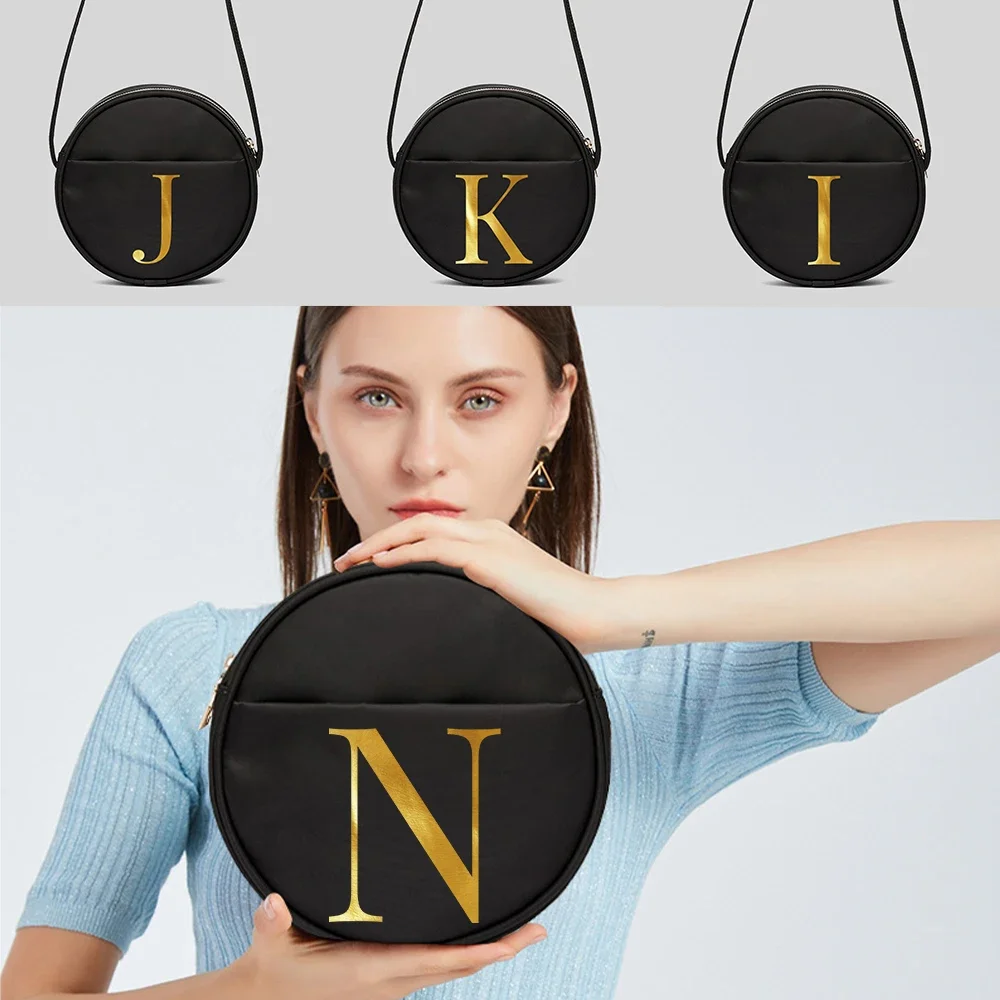 Nylon Round Pack Single Shoulder Bag Female Messenger Bags Shopping Handbag Large Capacity Casual Storage Bag Letter Series