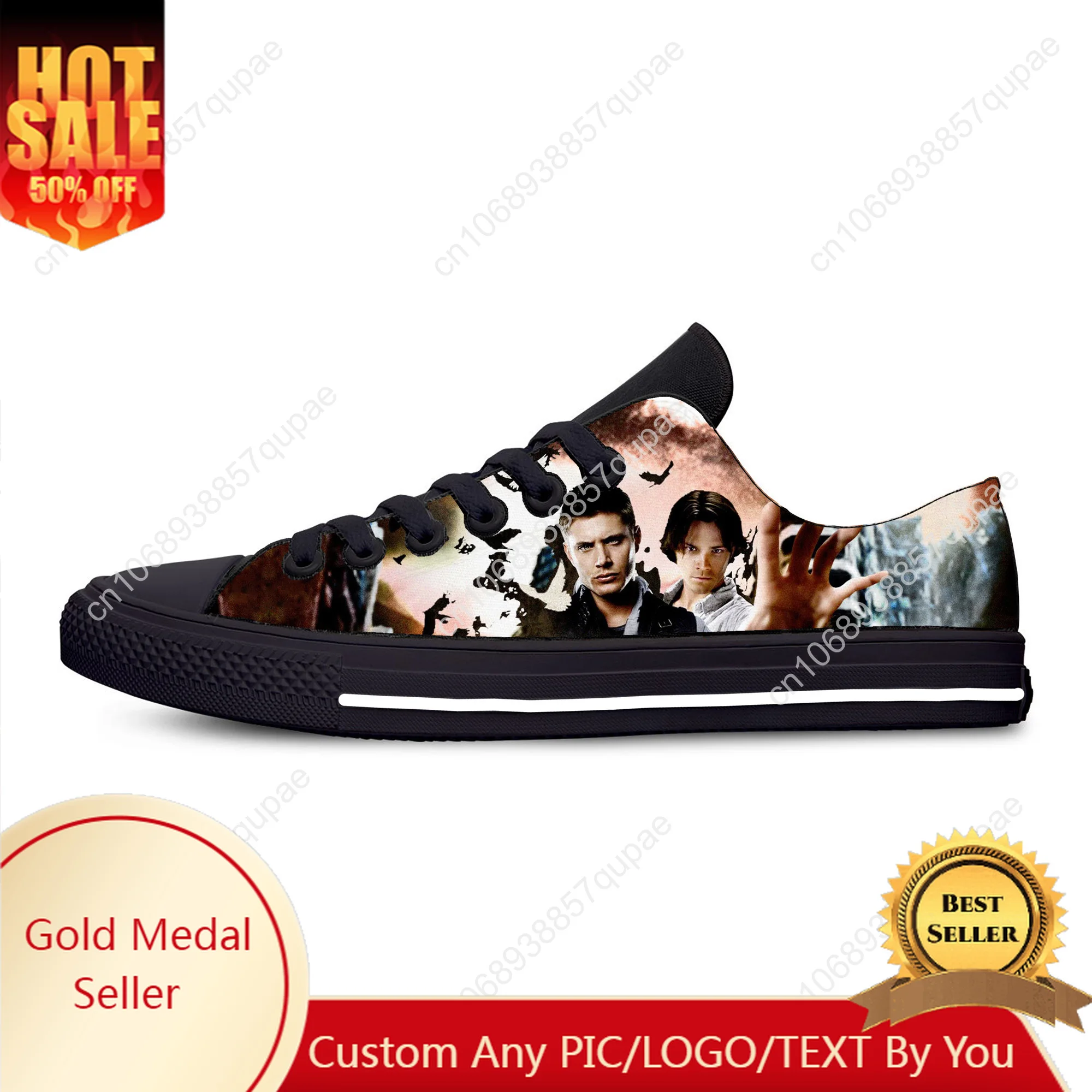 

Hot Supernatural Winchester Brothers Fashion Funny Casual Cloth Shoes Low Top Lightweight Breathable 3D Print Men Women Sneakers