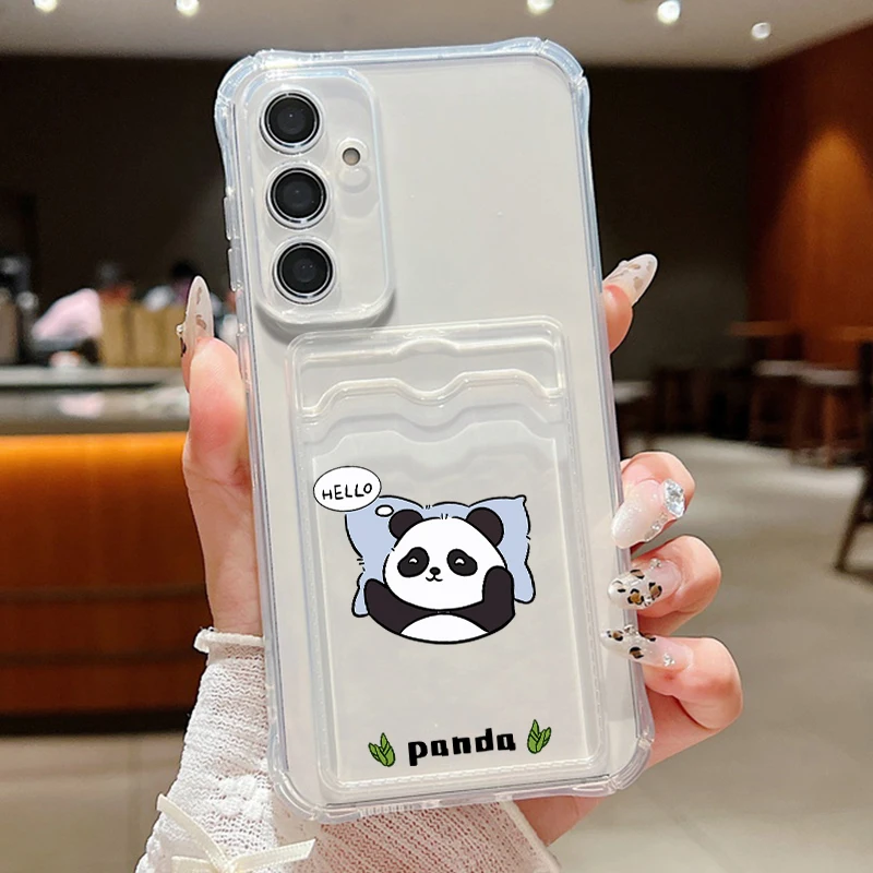 Niedliche Panda-Kartenhülle für Samsung Galaxy S26 S23 Ultra S25 Edge S24 FE A57 A37 A17 A56 A36 A54 A15 A55 A16 Handyhülle – Detail 13